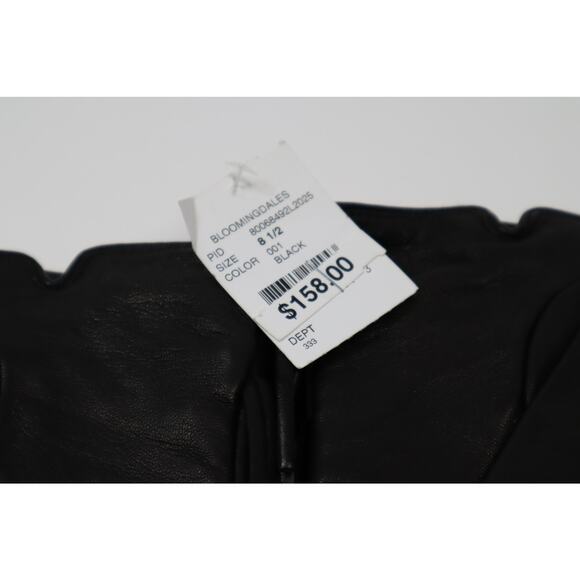 Bloomingdale's Black Genuine Leather Fringe Gloves With 100% Cashmere Lining 8.5 - Picture 5 of 5